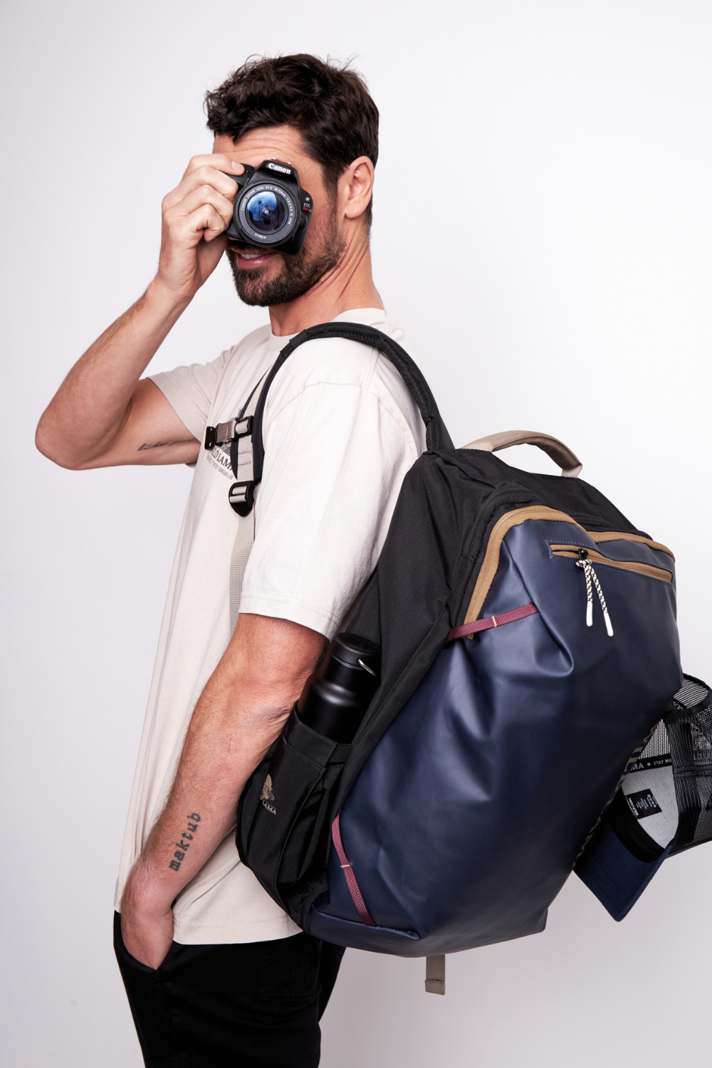 Mochila Travel Nala L Reciclada Gris Azulado 35 Lts.
