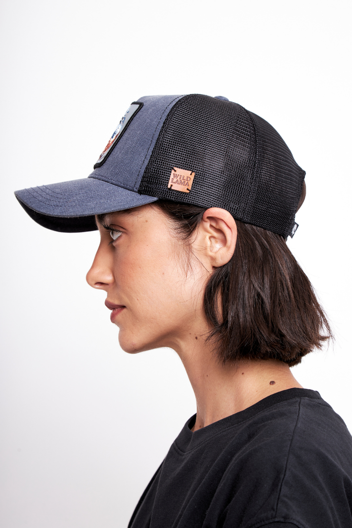 Jockey MartÍn Pescador Algodón Orgánico Azul Lavado Parche Celeste