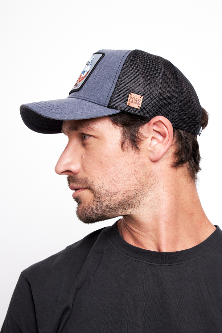 Jockey MartÍn Pescador Algodón Orgánico Azul Lavado Parche Celeste