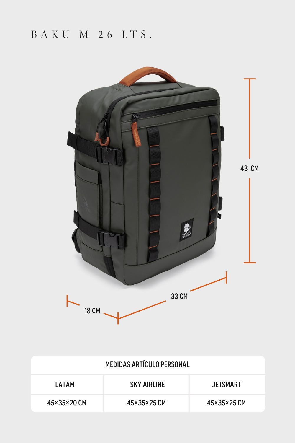 Mochila Travel Baku M Reciclada Verde 26 Lts.