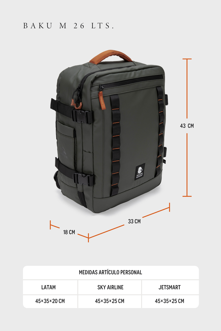 Mochila Travel Baku M Reciclada Verde 26 Lts.