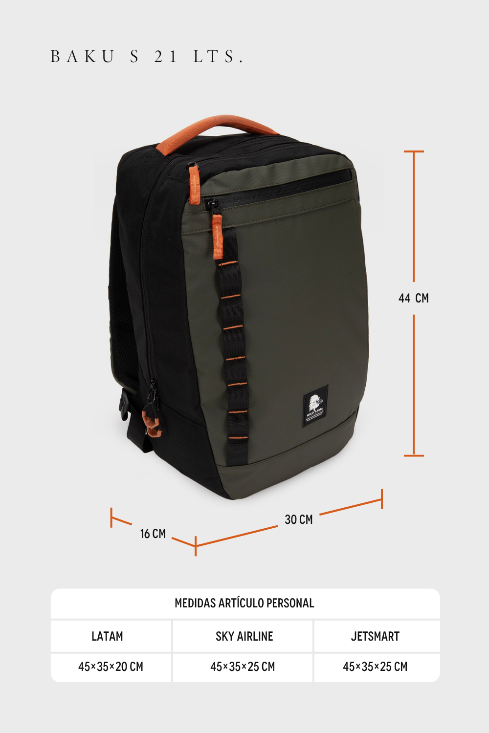 Mochila Travel Baku S Reciclada Verde 21 Lts.