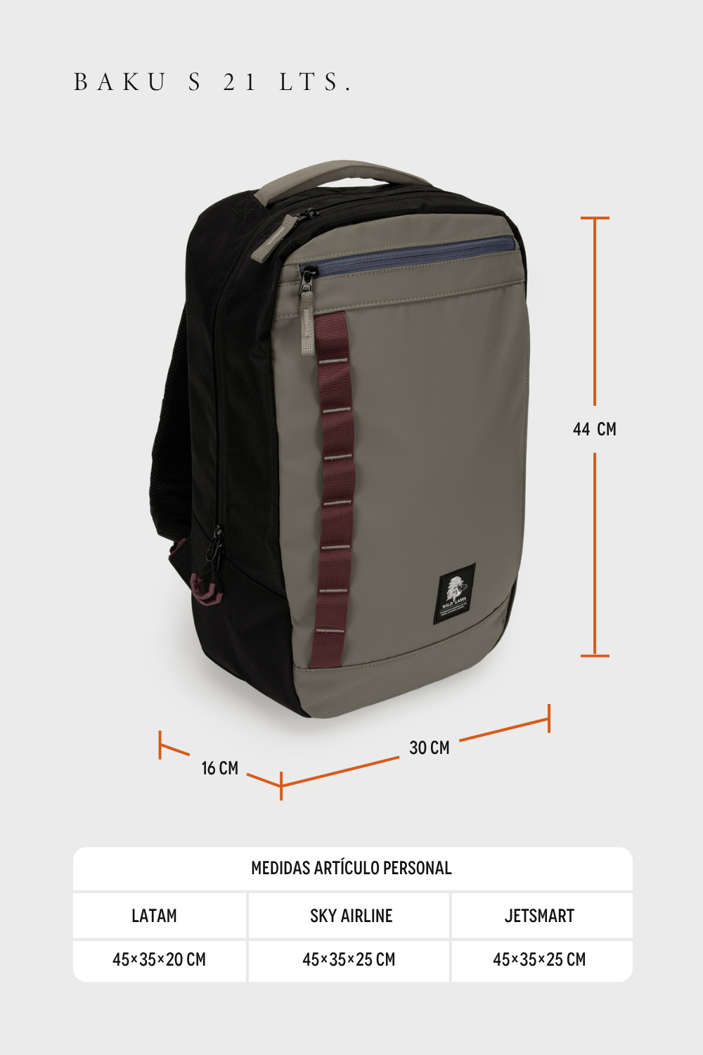 Mochila Travel Baku S Reciclada Beige 21 Lts.