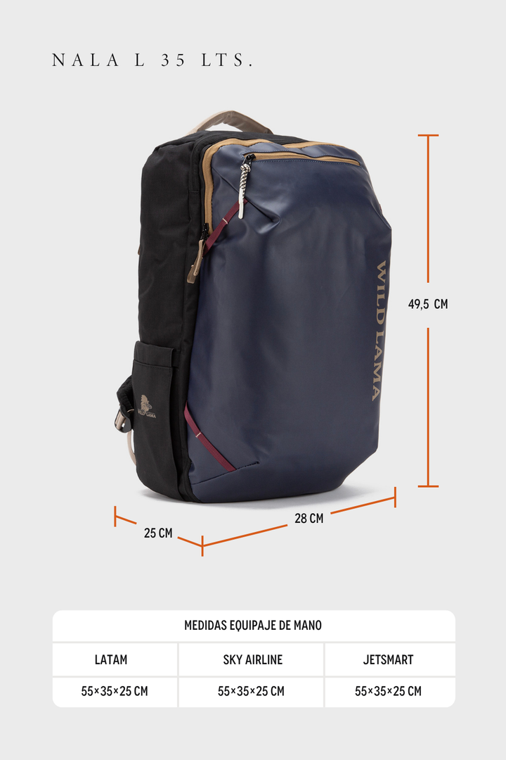 Mochila Travel Nala L Reciclada Gris Azulado 35 Lts.