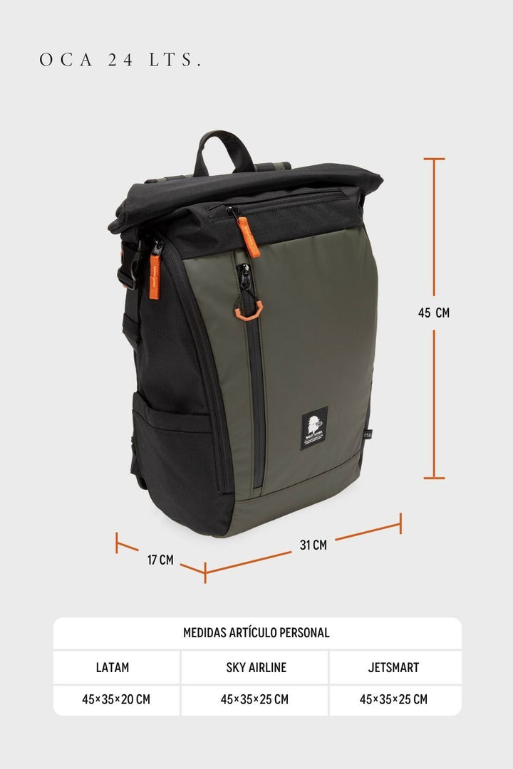 Mochila Travel Oca Reciclada Verde 24 Lts.