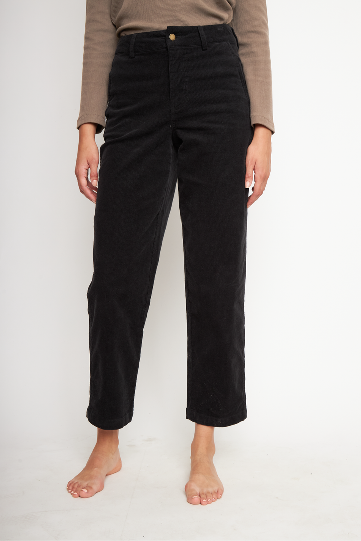 Pantalón Zela Cotelé Orgánico Negro Mujer