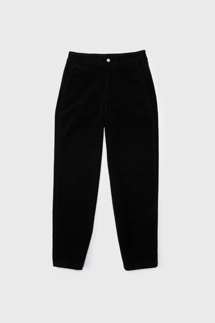 Pantalón Zela Cotelé Orgánico Negro Mujer