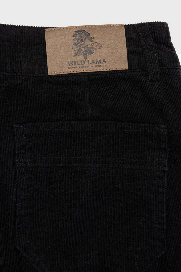 Pantalón Zela Cotelé Orgánico Negro Mujer
