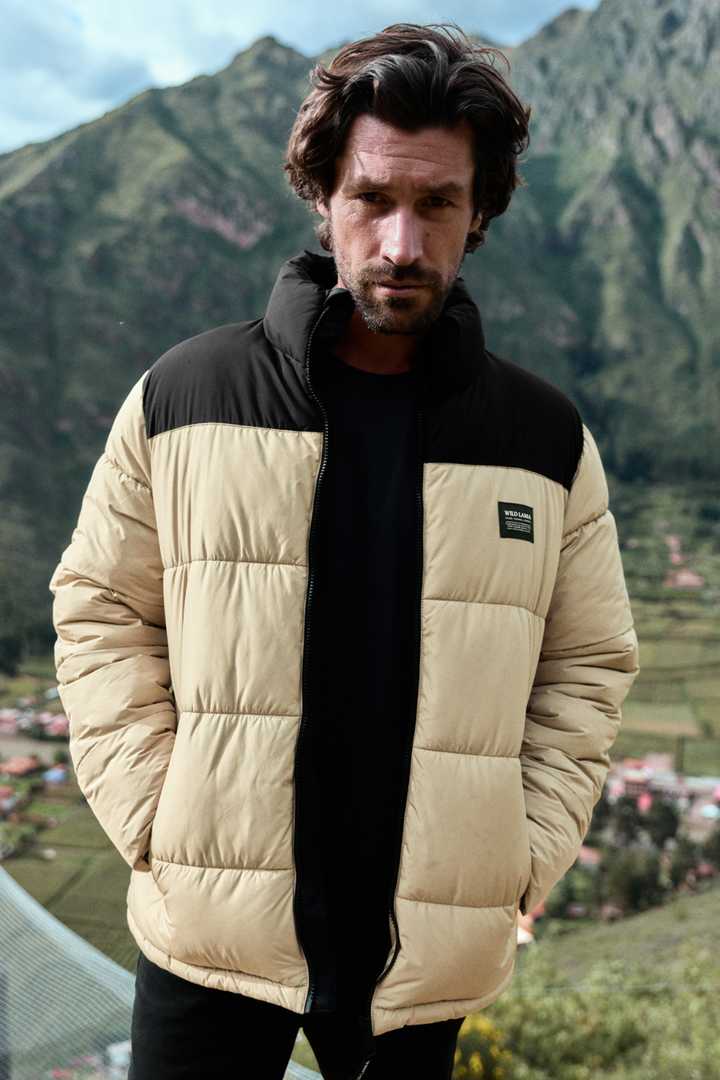 Parka Essential Reciclada Negra y Café Hombre