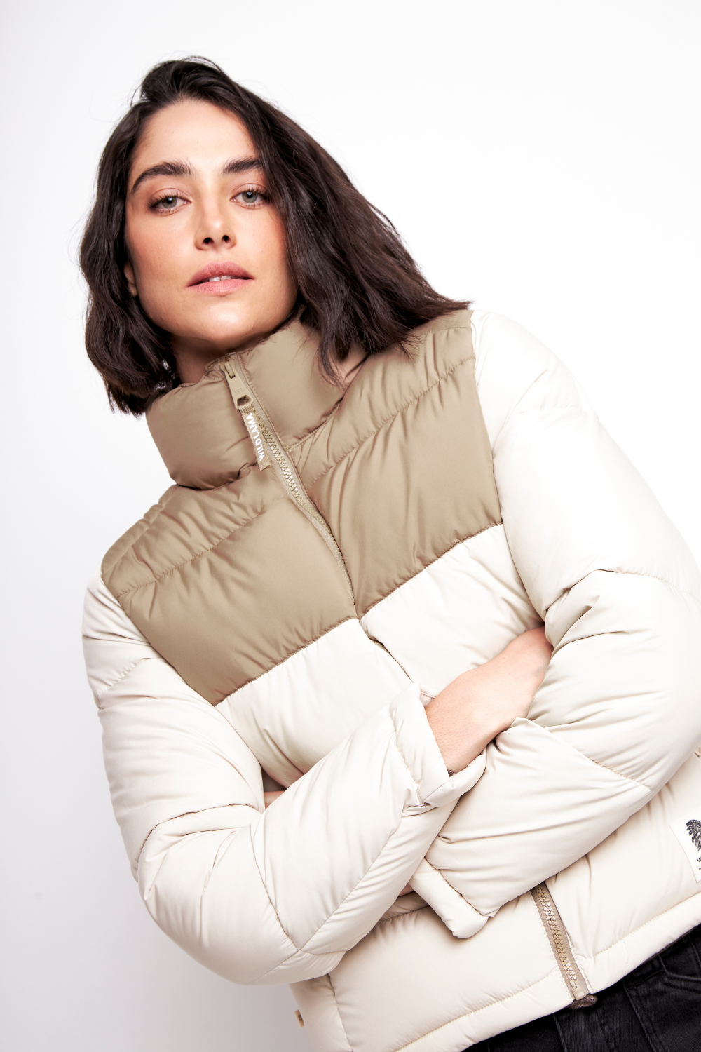 Parka Essential Reciclada Café Claro y Beige Mujer