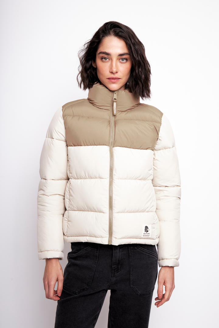 Parka Essential Reciclada Café Claro y Beige Mujer