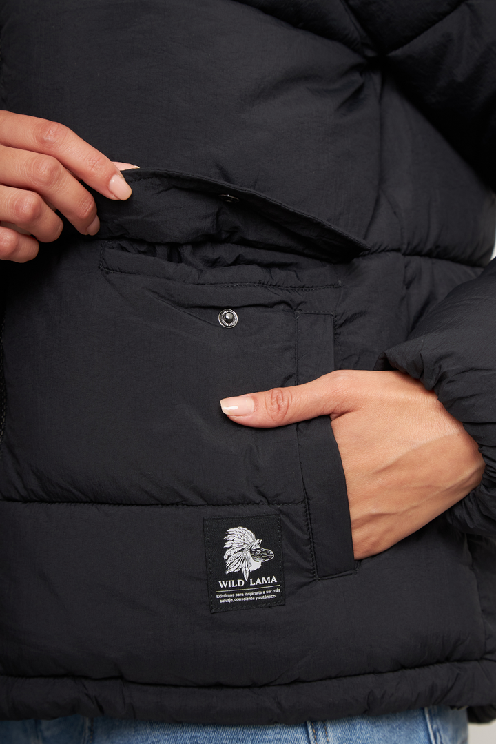 Parka Newy Reciclada Negro Mujer