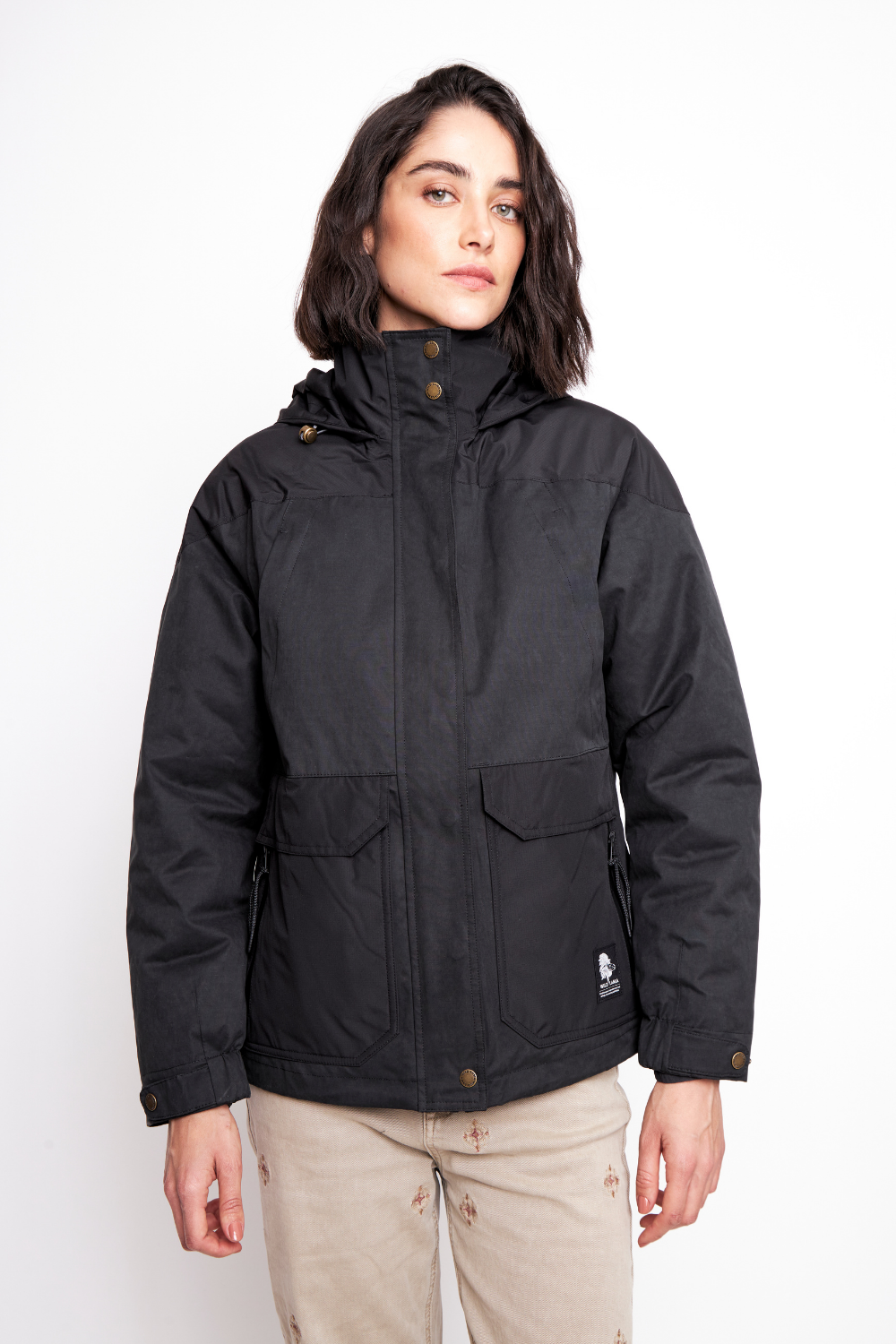 Parka Ruga 3 en 1 Reciclada Negra Mujer