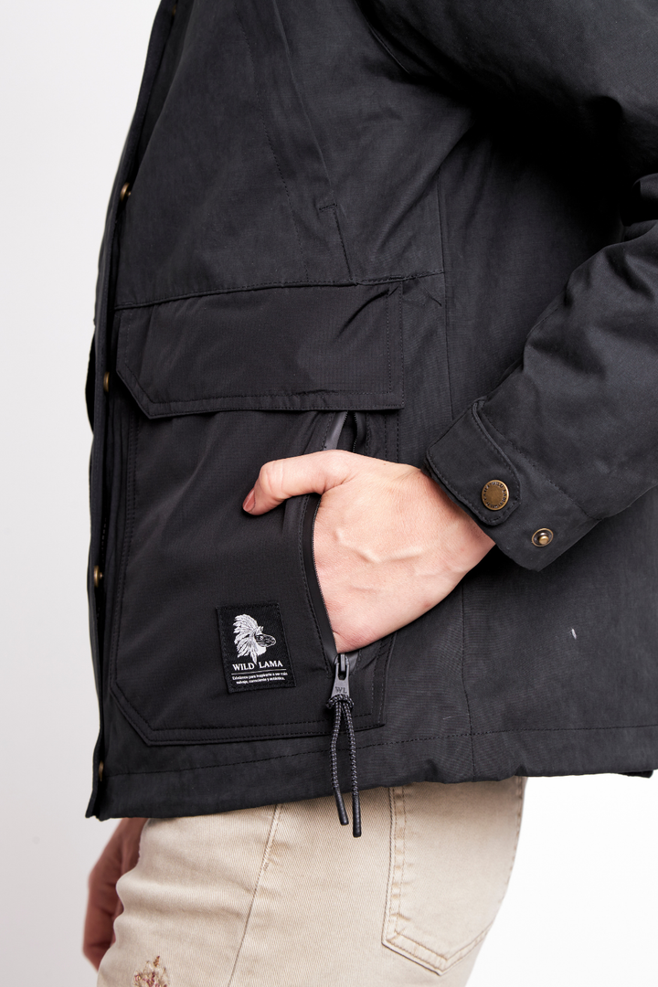 Parka Ruga 3 en 1 Reciclada Negra Mujer