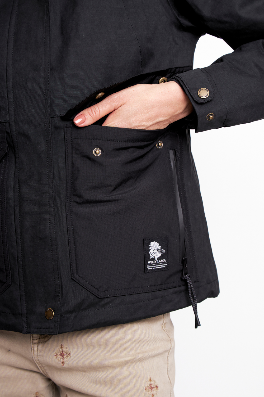 Parka Ruga 3 en 1 Reciclada Negra Mujer