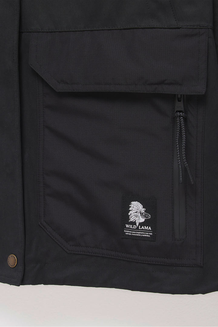 Parka Ruga 3 en 1 Reciclada Negra Mujer