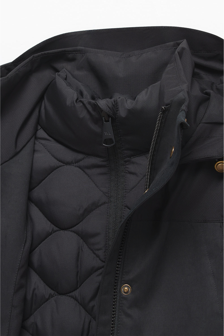 Parka Ruga 3 en 1 Reciclada Negra Mujer