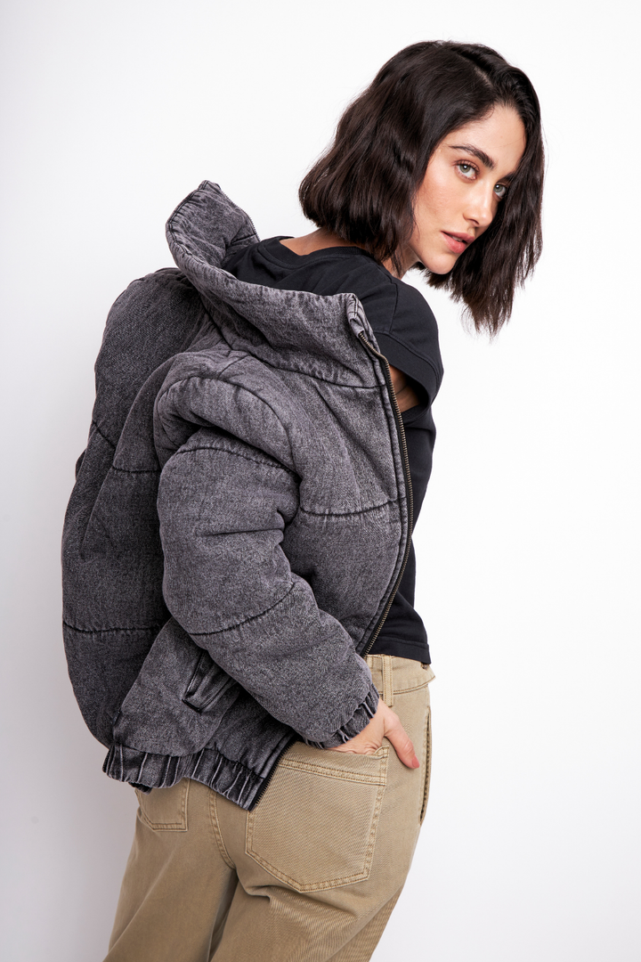 Parka Puffa Jeans Silveria Orgánica Negra Mujer