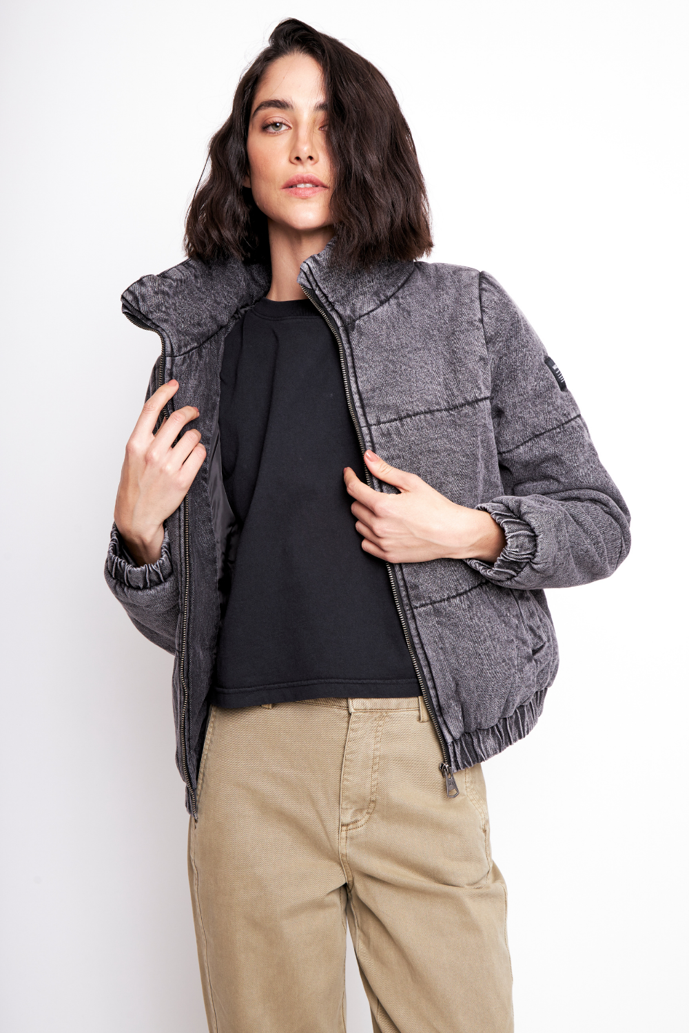 Parka Puffa Jeans Silveria Orgánica Negra Mujer