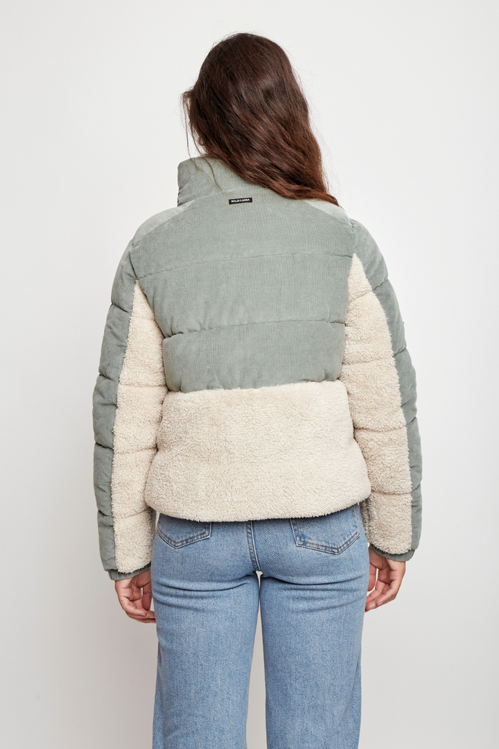 Parka Tala Reciclada Verde y Beige Mujer