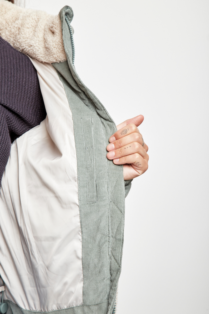 Parka Tala Reciclada Verde y Beige Mujer