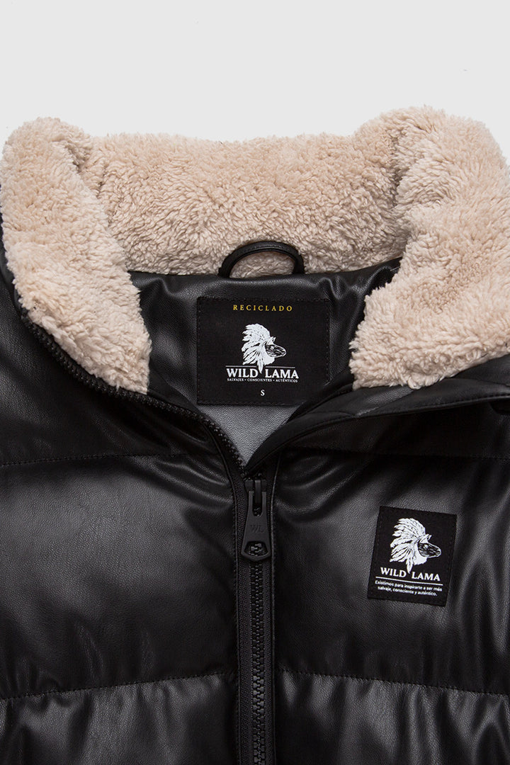 Parka Tala Reciclada Negro y Beige Mujer
