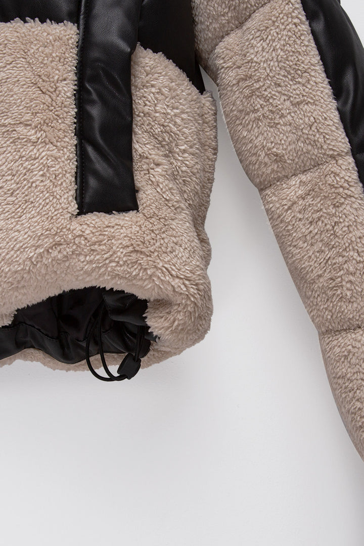 Parka Tala Reciclada Negro y Beige Mujer