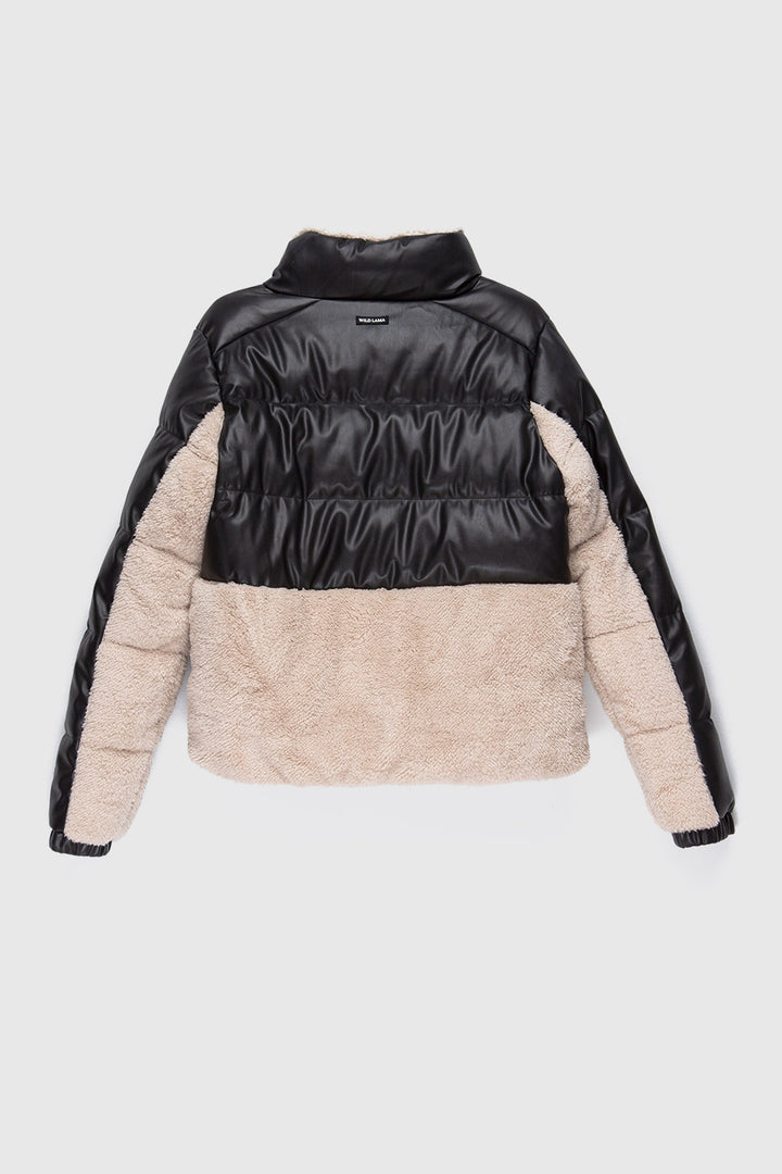 Parka Tala Reciclada Negro y Beige Mujer