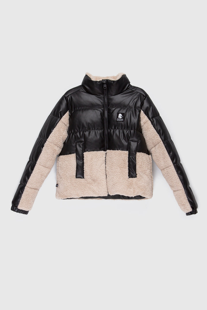 Parka Tala Reciclada Negro y Beige Mujer