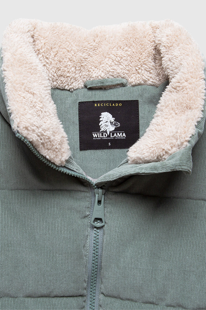 Parka Tala Reciclada Verde y Beige Mujer
