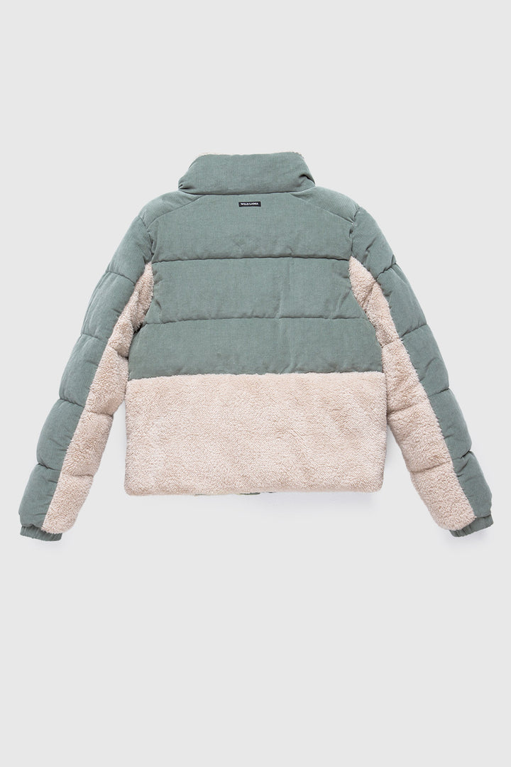 Parka Tala Reciclada Verde y Beige Mujer