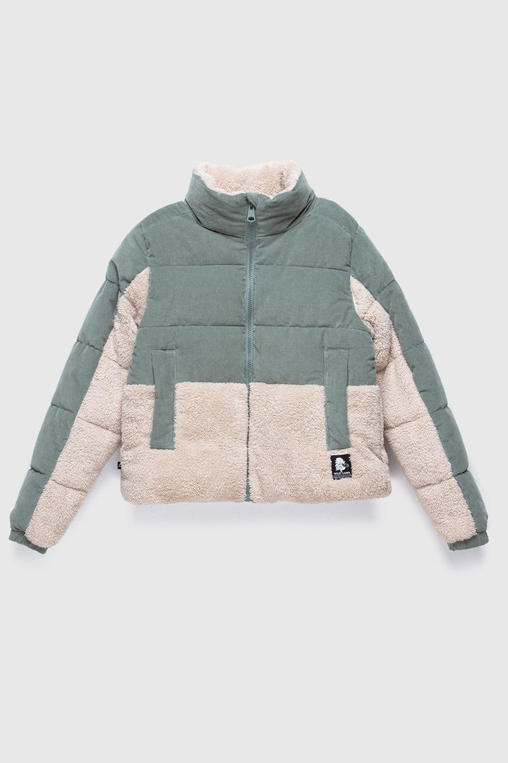 Parka Tala Reciclada Verde y Beige Mujer