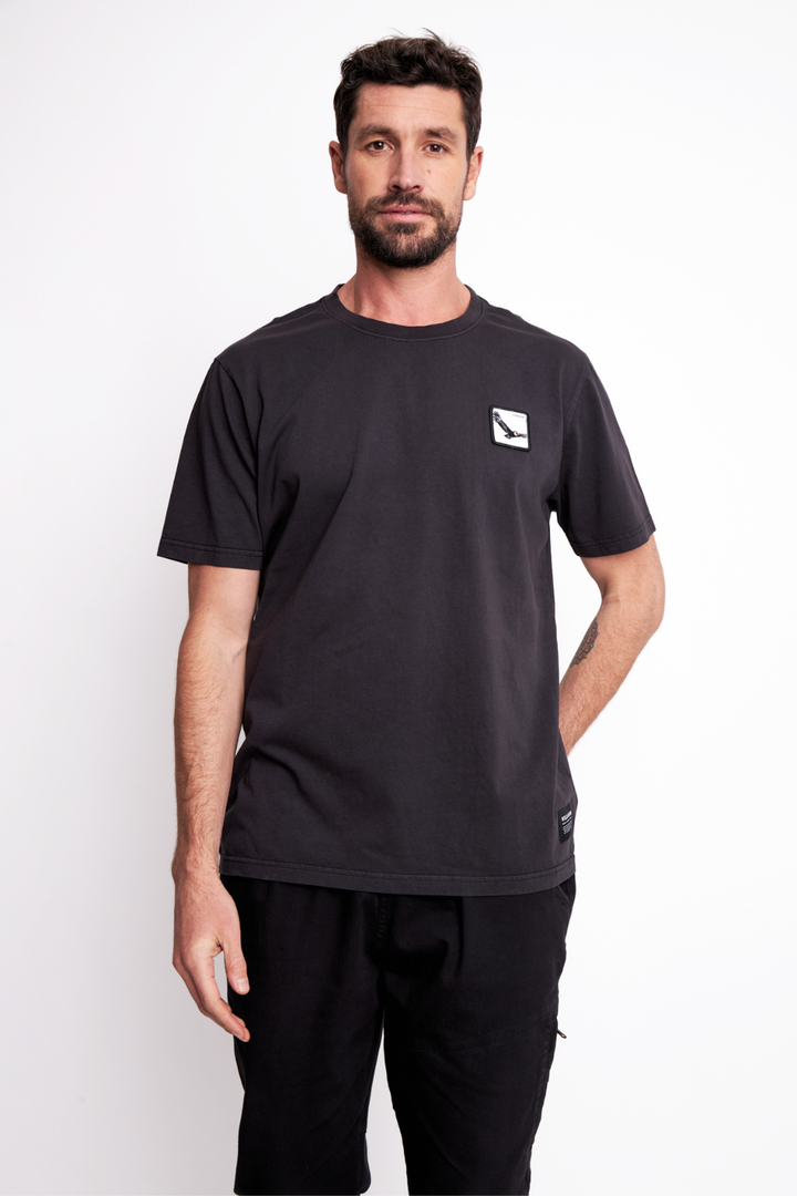 Polera Bat Parche Orgánica Negra Cóndor Hombre