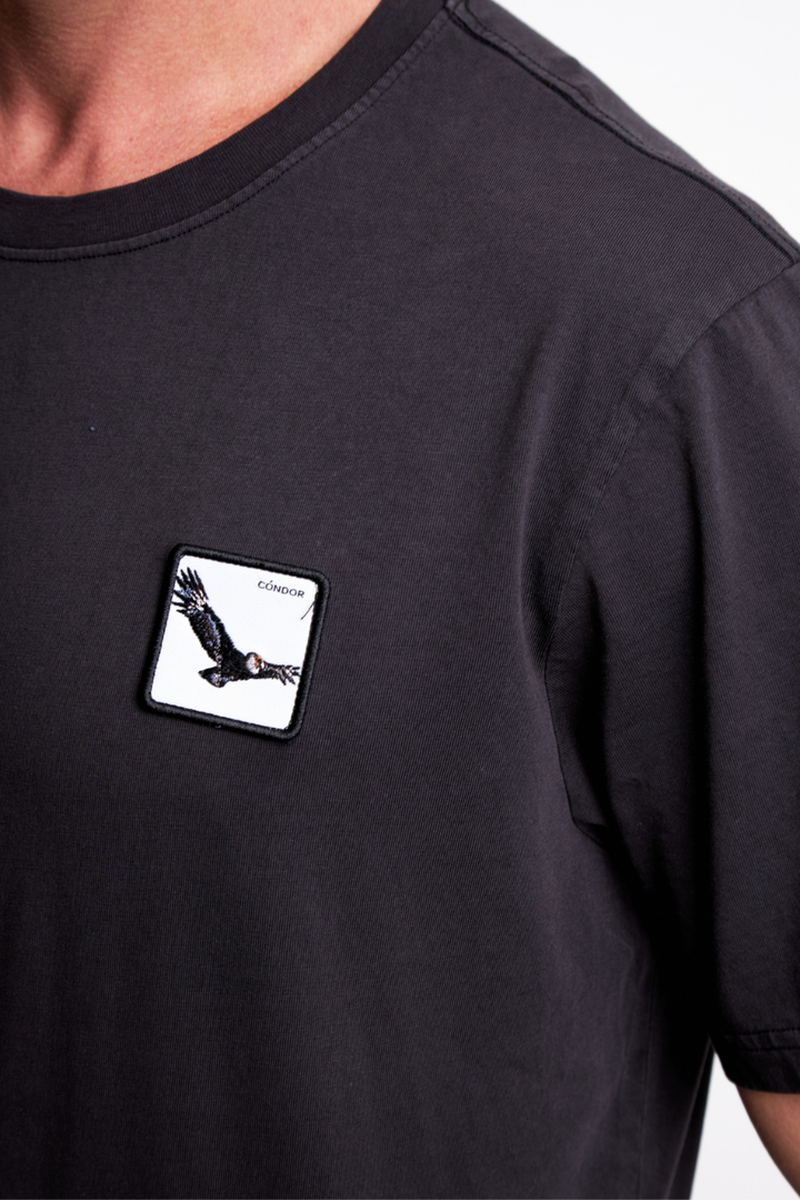 Polera Bat Parche Orgánica Negra Cóndor Hombre