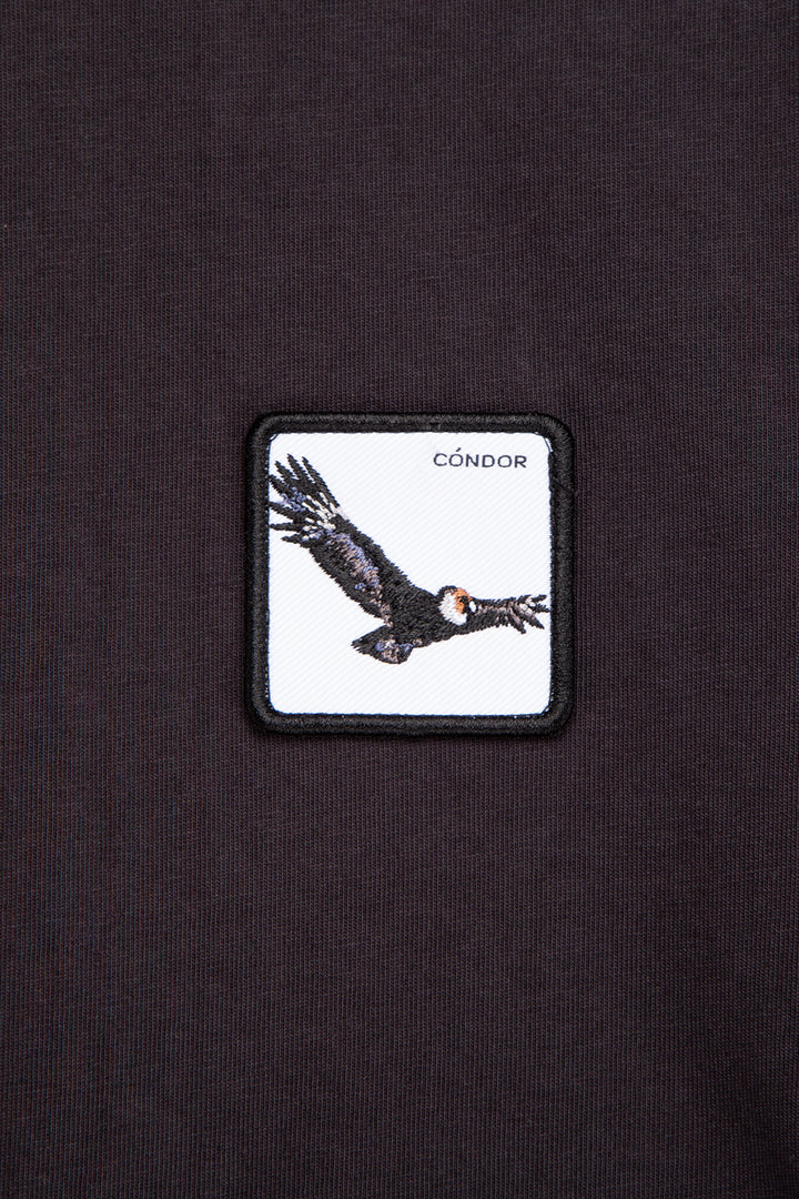 Polera Bat Parche Orgánica Negra Cóndor Hombre