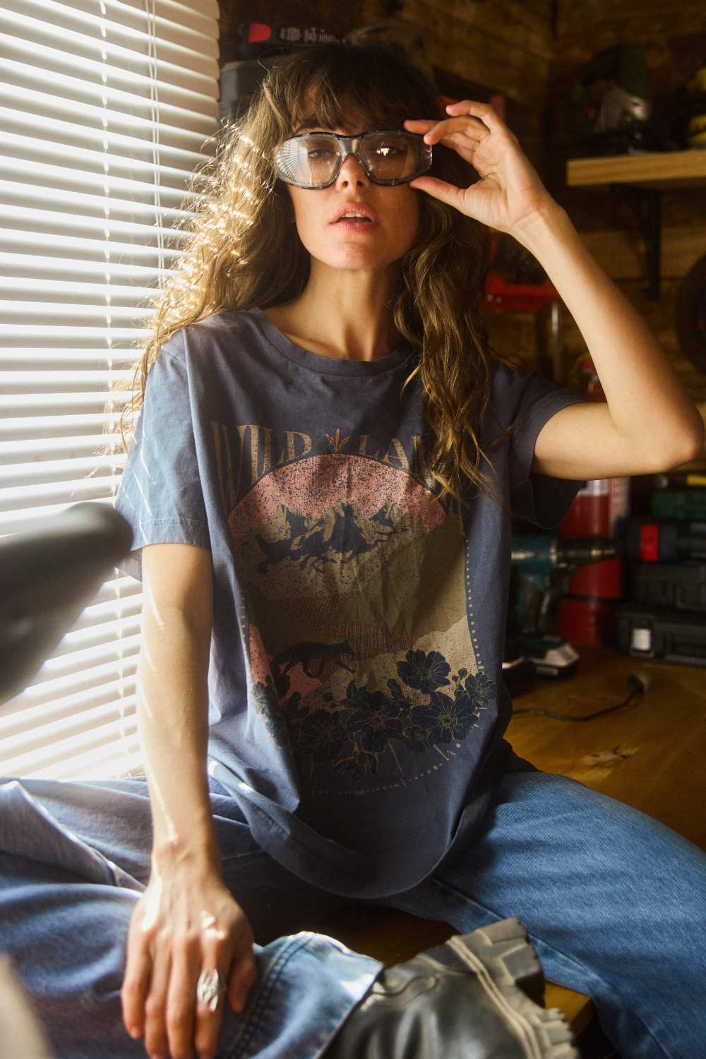 Polera Genovesa Orgánica Azul Parque Mujer