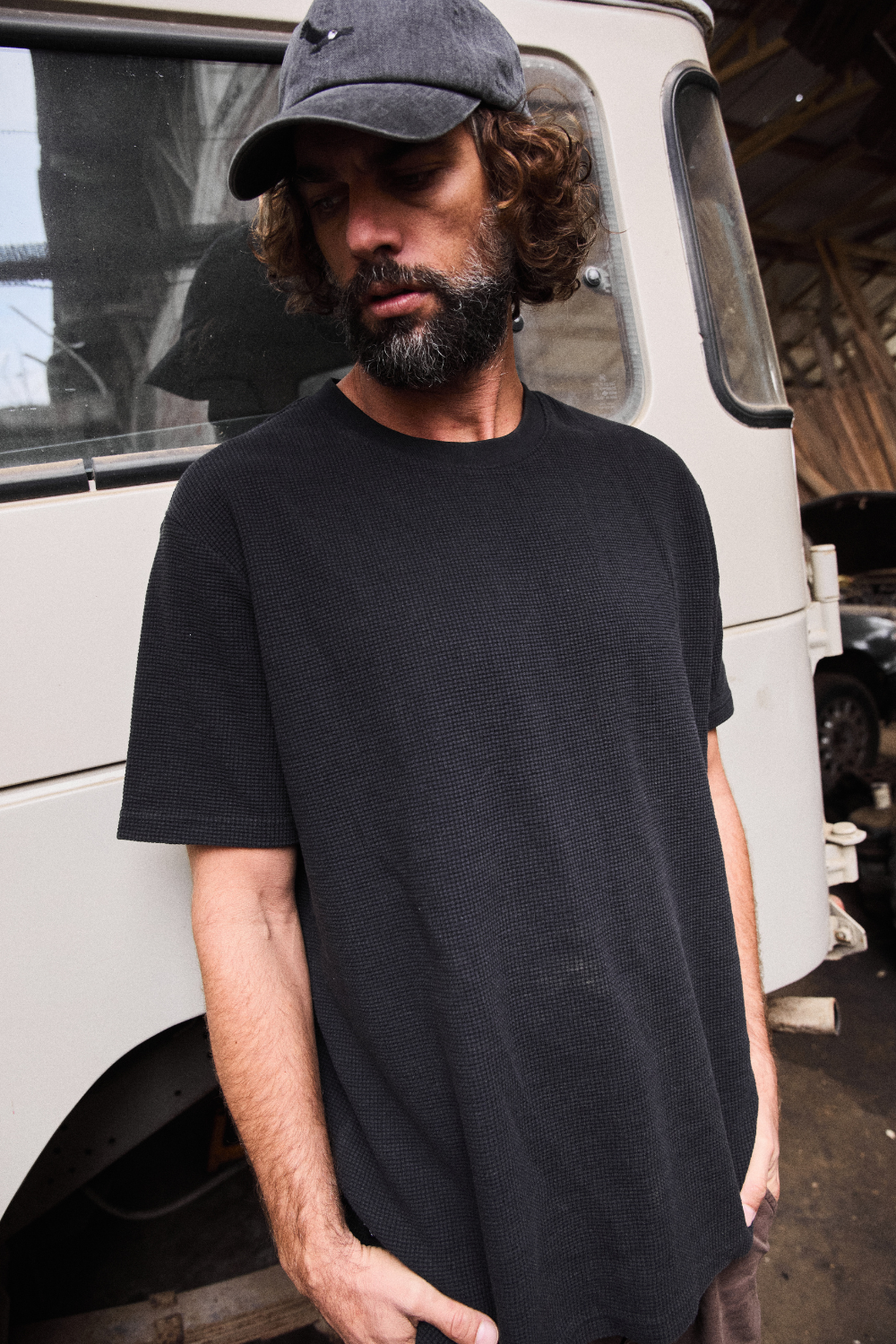 Polera Pater Waffle Orgánica Negra Hombre