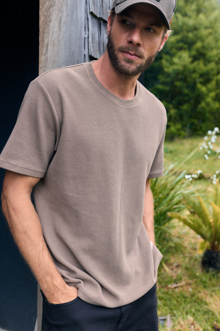 Polera Pater Waffle Orgánica Café Hombre