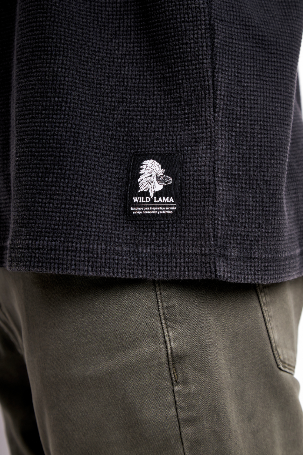 Polera Pater Waffle Orgánica Negra Hombre