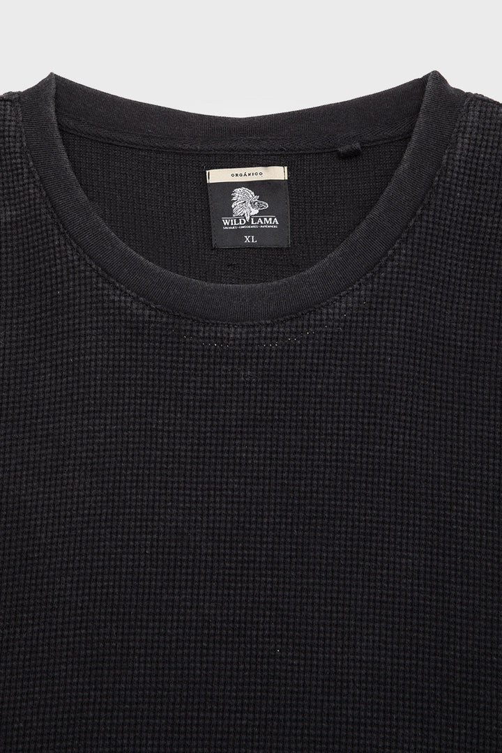 Polera Pater Waffle Orgánica Negra Hombre