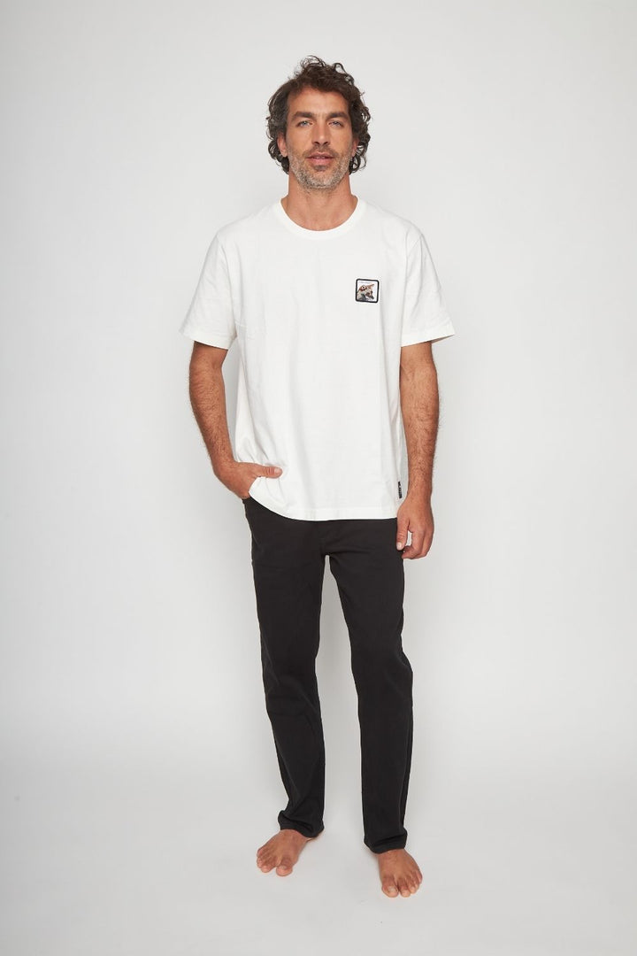 Polera Bat Parche Orgánica Zorro Blanco Hombre