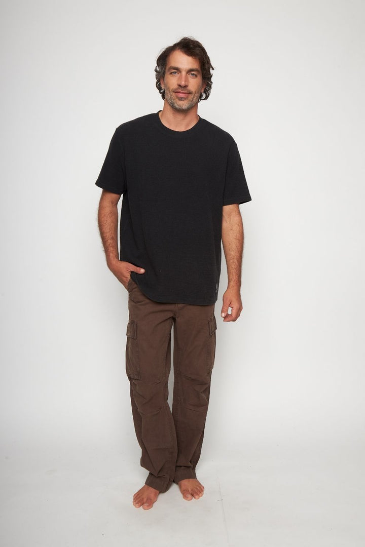 Polera Pater Waffle Orgánica Negra Hombre