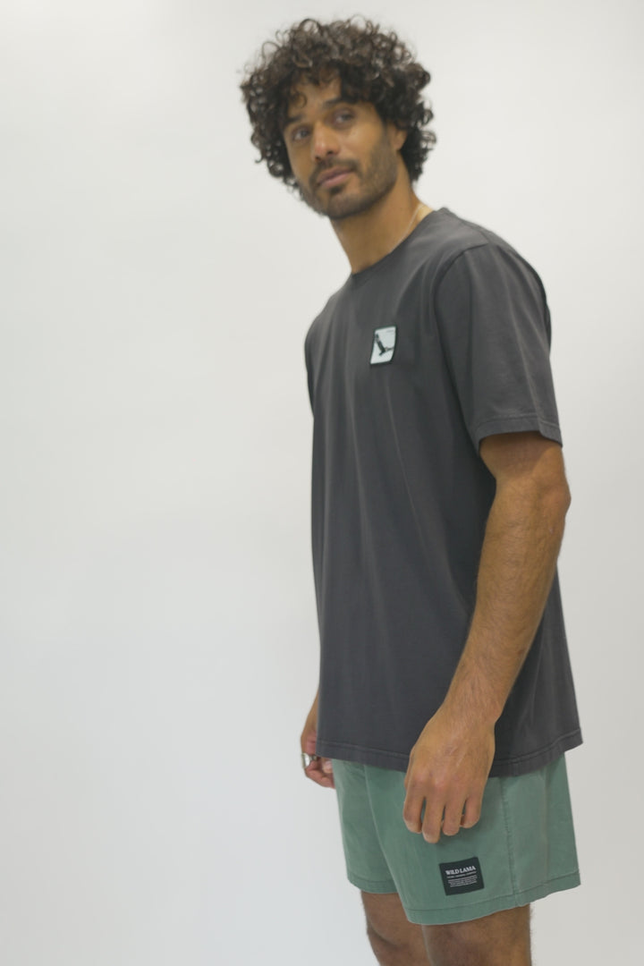 Polera Bat Parche Orgánica Negra Cóndor Hombre