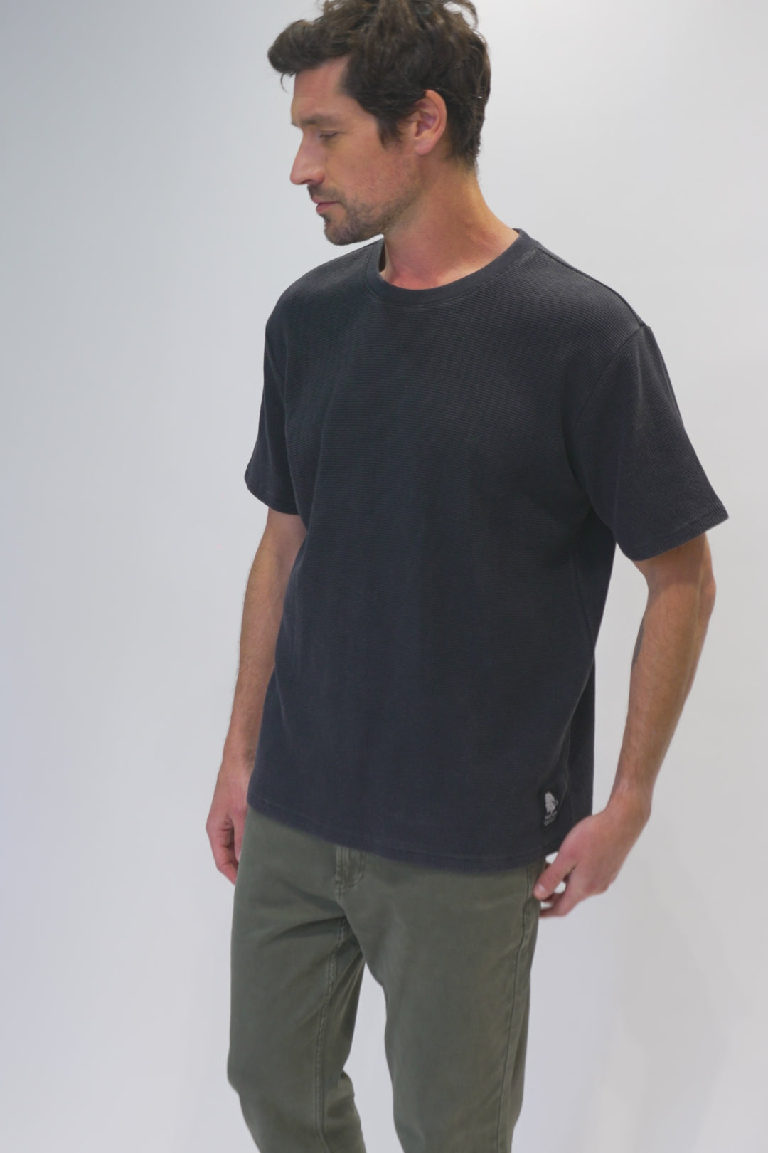 Polera Pater Waffle Orgánica Negra Hombre