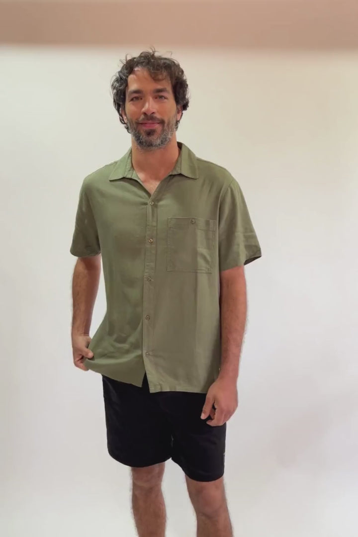 Camisa Lalane Con Lino Verde Hombre