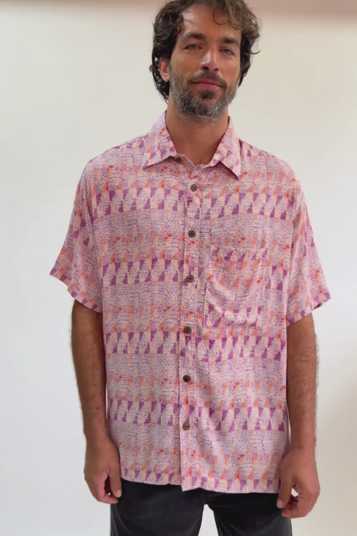 Guayabera Bunche Geométrico Rosado