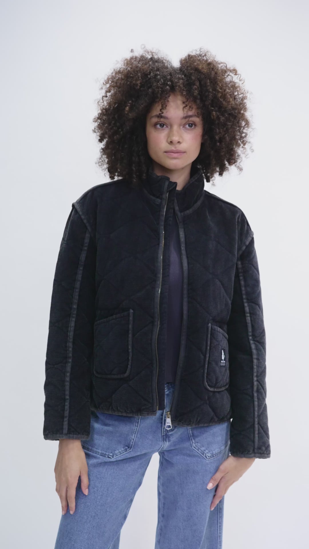 Chaqueta Vespa Corduroy Orgánica Negra Mujer