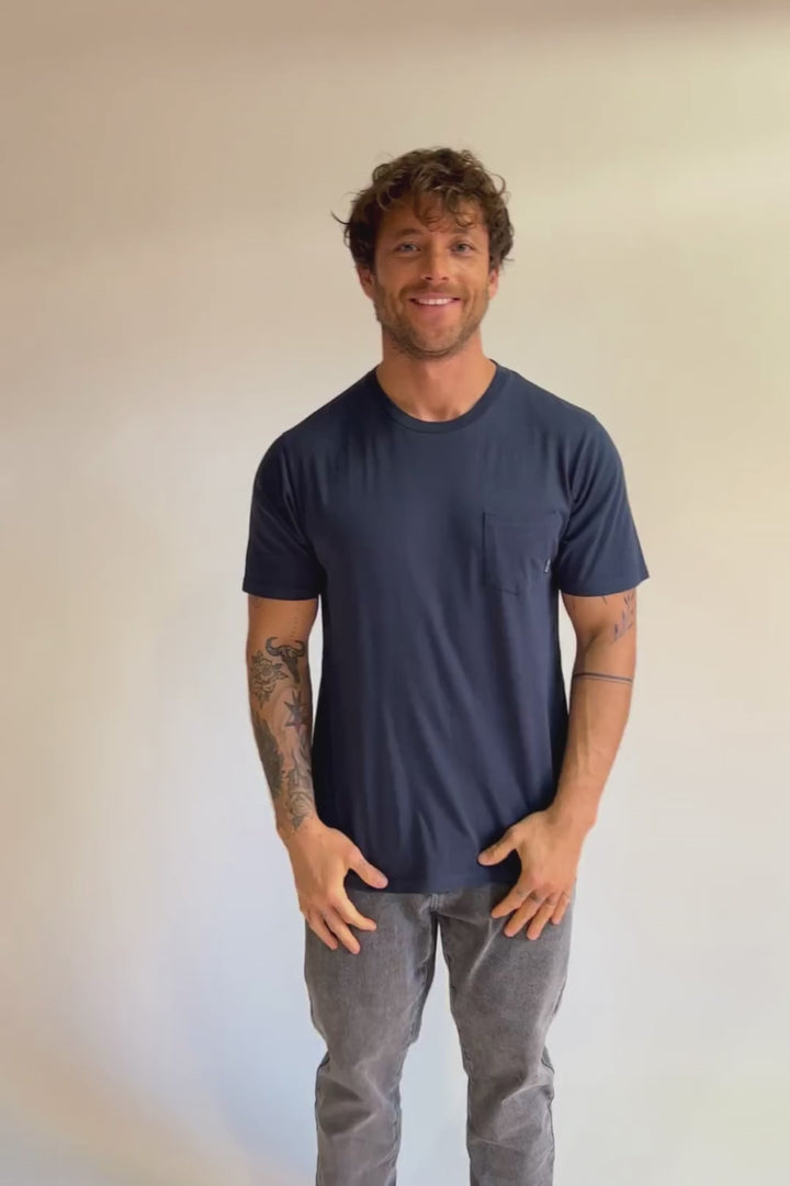 Polera Slim Fit Bichu Orgánica Azul Hombre