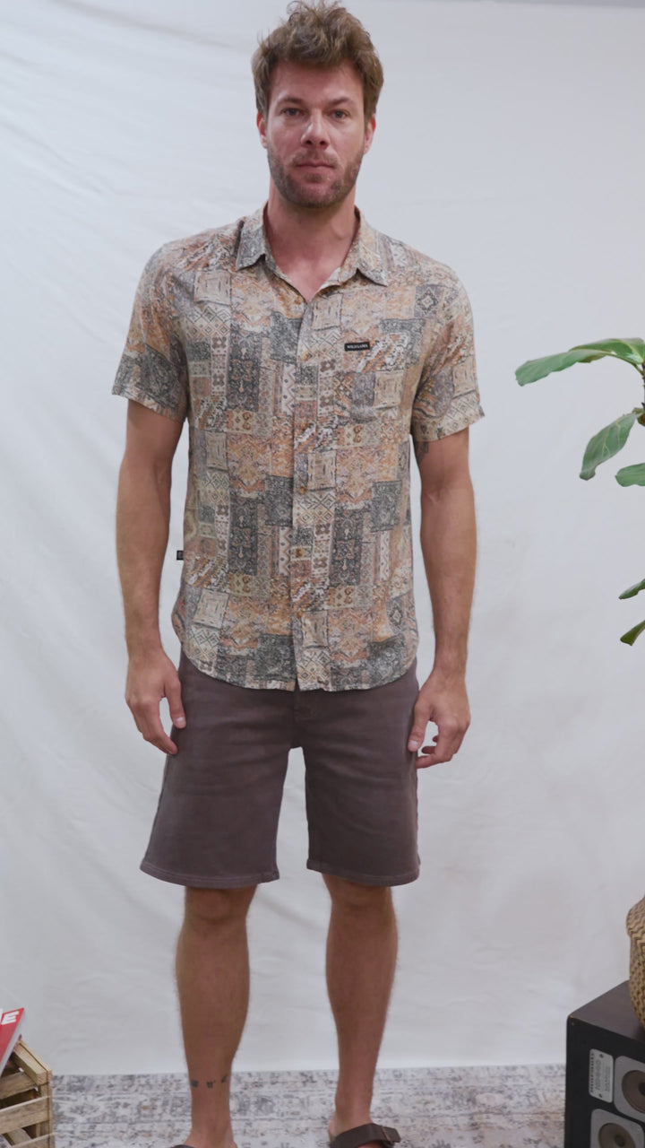 Camisa Mero Patchwork Beige Hombre