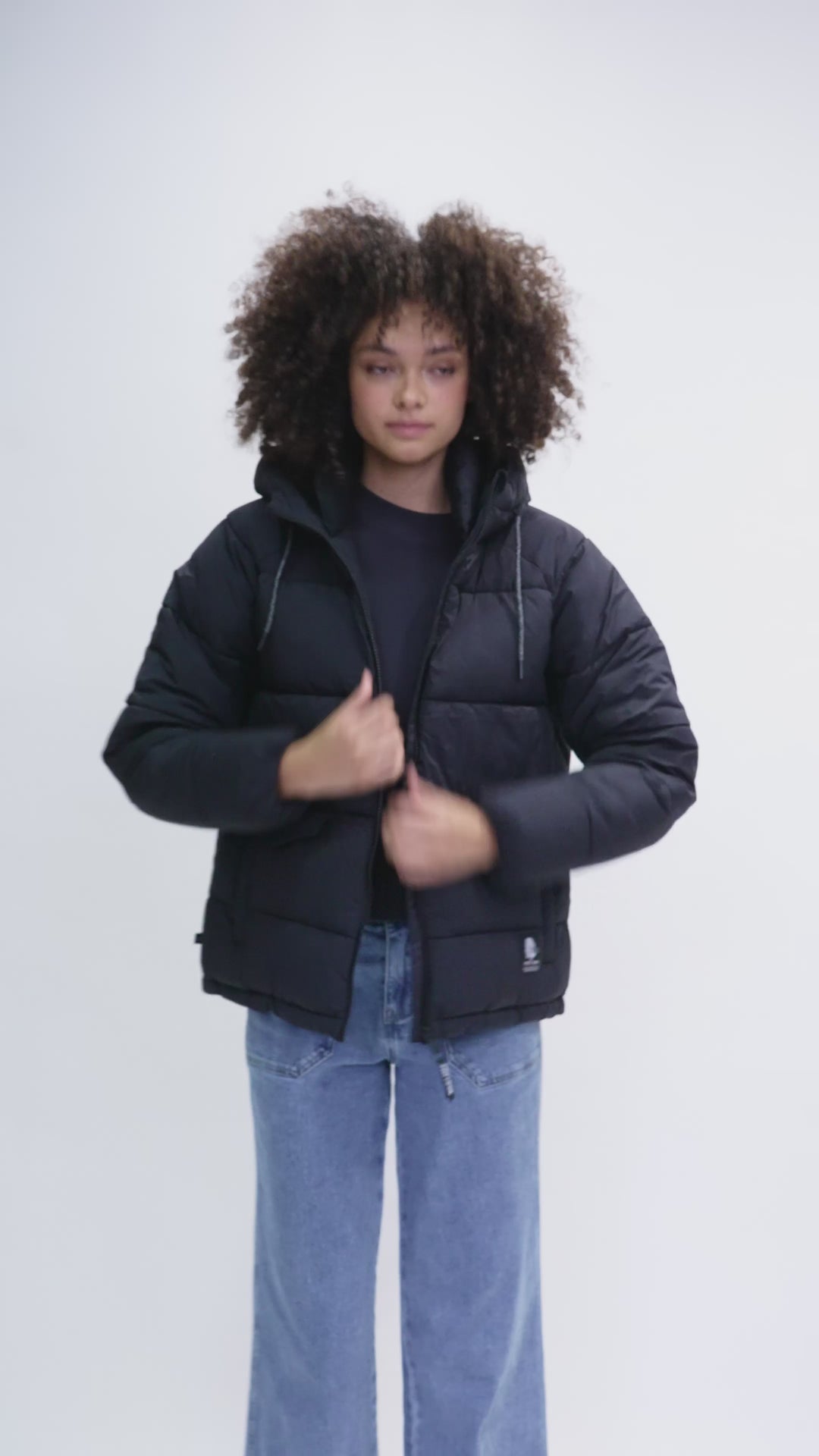 Parka Newy Reciclada Negro Mujer